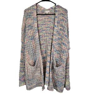 Sweet Generis Women's Size S/M Pastel Blue Pink Open Front Sweater